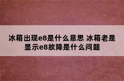 冰箱出现e8是什么意思 冰箱老是显示e8故障是什么问题